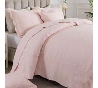 HoneiLife California King Quilt - 5-Piece Cal King Quilt Sets, Oversized King Bedspreads 128x120, Rustic Bedding Sets King Size,Reversible Coverlets Lightweight Bed Cover for All Season Use-Light Pink