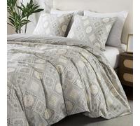 HoneiLife Duvet Cover King Size - 100% Cotton Comforter Cover,Checked Bed Linen Sets with Zipper Closure and Corner Ties,3-PC Paisley Comforter Cover Sets for Spring/Summer Use