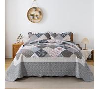 HoneiLife Oversized King Bedspreads 120x120-3 Pcs California King Quilt, Extra Large Quilt Sets All Season Use,Rustic Bedding Sets King Size,Reversible Coverlet Lightweight Bed Cover, Grey