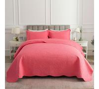 HoneiLife Queen Quilt Bedding Set - Microfiber Quilt Sets for Queen Bed, 3-Piece Lightweight Bedspreads,Reversible Coverlets Rustic Bedlinen Sets, Floral Bedding Set All Season Quilts-Sugar Coral