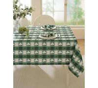 Honellaty St Patrick's Day Rectangle Tablecloth, Green Washable Soft Wrinkle Free Polyester Tablecloths Checkered Spillproof Table Cloth for Indoor & Outdoor Daily Use, 60x102 Inches