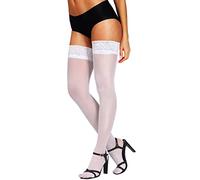HONENNA Semi Sheer Stay Up Lingerie Thigh High Stockings Lace Top Size A-F