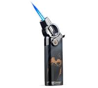 HONEST BCZ Butane Lighter, Black, Zinc, Refillable, Adjustable, Windproof, Single Jet Flame Torch, Ideal for BBQ Grill, Camping