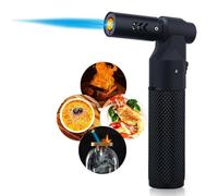 HONEST Blow Torch Sleek Adjustable Butane Torch Cooking Torch Lighter Camping Home Use Welding Culinary Chef Coal Cocktail etc (Black)