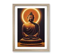 Honest Buddha Framed Print | A3 Oak Framed Wall Art | Ready to Hang | Modern Religious Picture | Living Room Bedroom Lounge Office