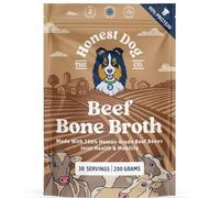 Honest Dog Co. Bone Broth for Dogs and Cats (200 Grams, 30+ Servings) - High in Collagen Protein - Beef Bone Broth Powder for Dogs - Dog and Cat Food Topper for Dry Food - Makes Gravy Granules