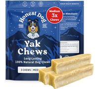 Honest Dog Co. Yak Chews for Dogs Medium (3x Chews) - Dog Chews Long Lasting Natural - Pasture Raised, Organic, Himalayan Yak Chew Dog Chews