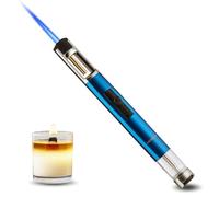 HONEST Elegant Torch Lighters Butane slim Lighter Refillable Single Jet Flame for Candle Grill BBQ (Blue)