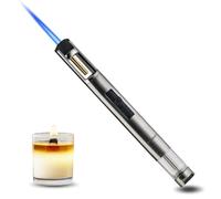 HONEST Elegant Torch Lighters Butane Slim Lighter Refillable Single Jet Flame for Candle Grill BBQ (Silver)