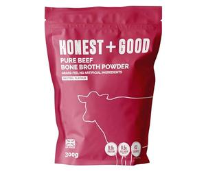 Honest + Good Beef Bone Broth Powder - 300 g | 1 Month Supply | Contains 8500mg Type I & III Collagen | Made with Grass Fed British Cattle | Promotes Hair Skin Nail & Gut Health | UK Made