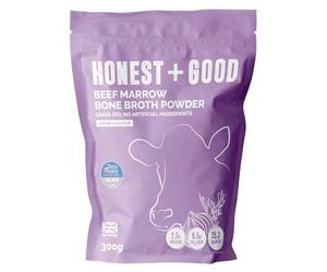 Honest + Good Beef Marrow Bone Broth Powder, 300g | High Protein | 6,500mg Type I & III Collagen & Amino Acids for Hair, Skin, Joint & Gut Health | Grass-Fed & No Hormones | 30 Servings (1 Month)