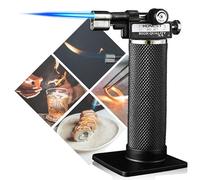 HONEST Kitchen Blow Torch Butane Torch Lighter Big Jet Flame Refillable Portable Butane Torch Adjustable Mini Blow Torch for Camping Baking Culinary Soldering Cooking Welding BBQ (Metal Tank)