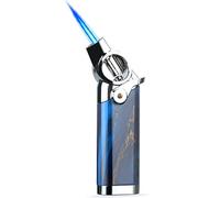 HONEST Single Jet Flame Butane Lighters Refillable Torch Lighters Adjustable Gas Lighter Windproof Lighters Gift for Men BBQ Grill Camping (Blue)