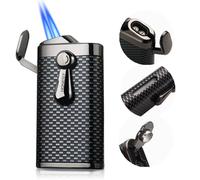 HONEST Torch Lighter Double Jet Flame Pocket Lighter Gift for Men BBQ Kitchen Fireplace Candle (No Gas) (Black Carbon)