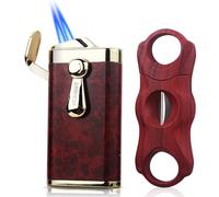 HONEST Torch Lighter Double Jet Flame Pocket Lighter Gift for Men BBQ Kitchen Fireplace Candle (No Gas) (Brown Sets)