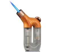 HONEST Torch Lighter Single Jet Flame Butane Lighters Refillable Torch Lighters Adjustable Gas Lighter Windproof Lighters Gift for Men BBQ Grill Camping without GAS (Wood Grain Yellow)