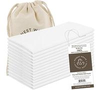 HONEST WEAVE GOTS Certified 100% Organic Flour Sack Cotton Kitchen Hand and Dish Towel Sets - Extra Large 27x27 inches, Fully Hemmed, 12-Pack, White