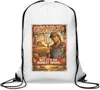 Honest Work on the Farm Gym Sack Casual Drawstring Bag White