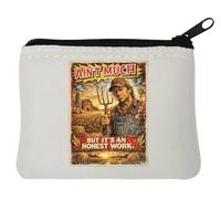 Honest Work on the Farm Neoprene Coin Purse Pouch 10x11cm White