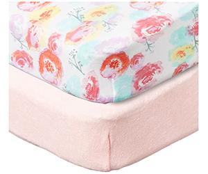 HonestBaby 2-Piece Organic Cotton Printed & Terry Changing Pad Cover Set, Rose Blossom, One Size