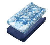 HonestBaby 2-Piece Organic Cotton Printed & Terry Changing Pad Cover Set, Watercolor World, One Size (D2BDR)