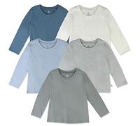 HonestBaby 5-Pack Long Sleeve T Shirts 100% Organic Cotton for Toddler, Little Kids Boys, Girls, Prep School Rebel Boy, 5 Years