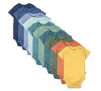 HonestBaby Baby 10-Pack Organic Cotton Short Sleeve Bodysuits, Rainbow Gems Blues, Newborn