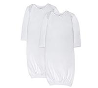 HonestBaby Baby 2-Pack Organic Cotton Sleeper Gowns Nightgown, Bright White, 0-6 Months
