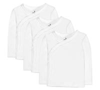 HonestBaby Baby 3-Pack Organic Cotton Long Sleeve Side-Snap Kimono Tops Toddler T-Shirt Set, Bright White, 0-3 Months