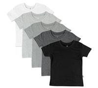 HonestBaby Baby 5-Pack Short Sleeve T-Shirts 100% Organic Cotton, Toddler, Little Kid, Boy, Girl, Unisex Set, Gray Ombre, Newborn (Pack of 5)
