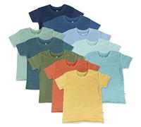 HonestBaby Baby 10-Pack Short Sleeve T-Shirts 100% Organic Cotton, Toddler, Little Kids, Boys, Girls, Unisex Set, Rainbow Gems Blues, 24 Months (Pack of 10)