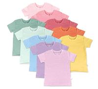 HonestBaby Baby Boys' 10-Pack Short Sleeve T-Shirts 100% Organic Cotton, Toddler, Little Kids, Girls, Unisex Infant, Rainbow Gems Pinks, 24 Months (Pack of 10)