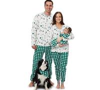 HonestBaby Family Matching Holiday Pyjamas Organic Cotton for Men, Women, Kids, Toddlers, Baby Boys, Girls, Unisex Pets, emerald painted buffalo, M