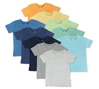 HonestBaby Kids' Organic Cotton Short Sleeve T-Shirt Multi-Pack Baby and Toddler Set, 10-Pack Rainbow Boy, 4 Years