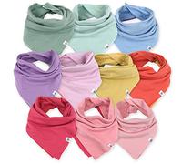 HonestBaby Multipack Reversible Bandana Drool Bibs Burp Cloths Adjustable Snaps for Toddlers Baby Boys Girls 100% Organic Cotton 10 Pack Rainbow Gems Pink