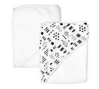 HonestBaby unisex baby 2-Pack Organic Cotton Hooded Towels Bandana, Pattern Play, One Size US