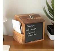 Honesty Box, Suggestion Box, Wooden Ballot B-ox, 21x20x17cm, Charity Donation Boxes Wall Mounted With Secure Lock, Outdoor Vault Case With Blackboard