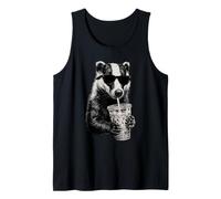 Honey Badger Drinking Iced Coffee Wildlife Animal Humor Tank Top