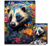 Honey Badger Flowers 1000Pc Adults Jigsaw Puzzle cardboard Jigsaw Brain-Challenging DIY Decorative Game, Family Interactive Toy 26X38CM/10.23x14.96inch