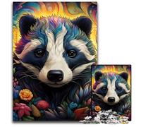 Honey Badger Flowers Adult Jigsaw Puzzles 1000 Pieces cardboard Puzzles Brain Teaser Game for Teenagers, Perfect 26X38CM/10.23x14.96inch