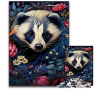 Honey Badger Flowers JigsawPuzzle 1000 Pieces for Adults Puzzles for Adults DIY Home Decor Gift, Brain Teaser Game 26X38CM/10.23x14.96inch
