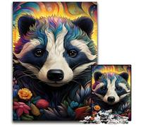 Honey Badger Flowers JigsawPuzzle 1000 Pieces for Adults Wooden Jigsaw Puzzles for Adults Ideal DIY Decor & Brain Teaser Gift 50x75CM/19.68x29.52inch