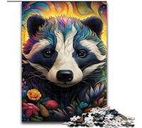 Honey Badger Flowers Jigsaws 1000 Pieces for Adults cardboard Jigsaw Puzzles Perfect for Family Fun, Party Games, Birthday Party Favors size : 38x26cm