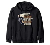 Honey Badger Mentality No Fear No Limits Honey Badger Gifts Zip Hoodie