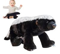 Honey Badger Plush Toy - African Animal, Soft African Toy | Large Realistic Hugging With Textured, Home Shelf Display Collectible, Wildlife Learning For Zoo Lovers Kids
