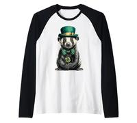 Honey Badger Ratel St. Patricks Day Pattys Day Irish Luck Raglan Baseball Tee