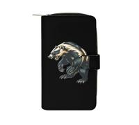 Honey Badger1 Long Purses for Women Leather Card Holder Mens Wallet Coin Purse