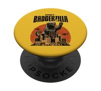 Honey Badgerzilla Monster City Attack Retro Art PopSockets Adhesive PopGrip
