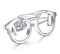 HONEY BEAR 1.89" Glasses Eyeglasses Tie Clip Bar for Mens Normal Size Tie,Eye Glasses Shape,4.8cm Silver