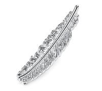 HONEY BEAR 1.92" Mens Feather Tie Clip Bar Stainless Steel Novelty Tie Pin 4.9cm (Shinny Silver)
